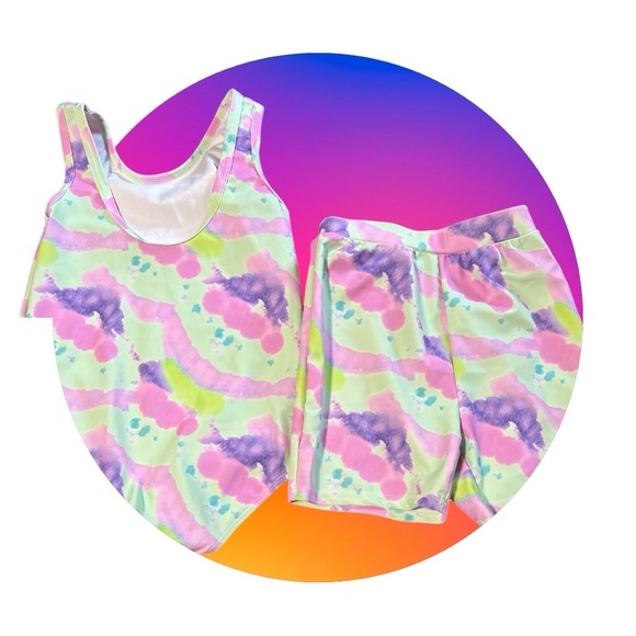 2-Piece Tie Dye Girl's Bathing Suit Set - Picture 1 of 3